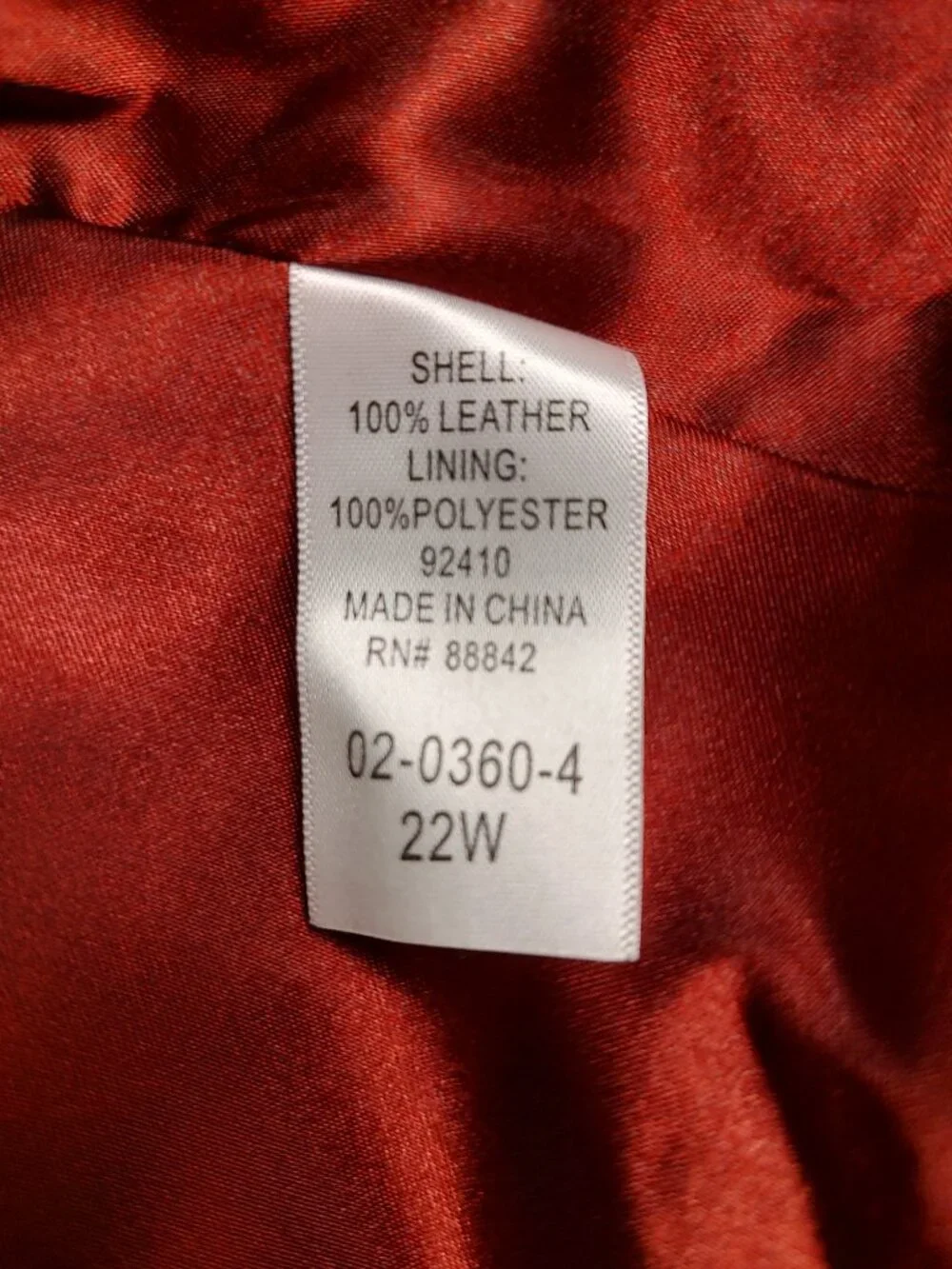 Woman Within 22W Genuine Leather Jacket Burgundy Wine Red Zip Front Plus Size